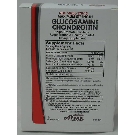 AvKare Glucosamine Chondroitin Capsules, 50 Count