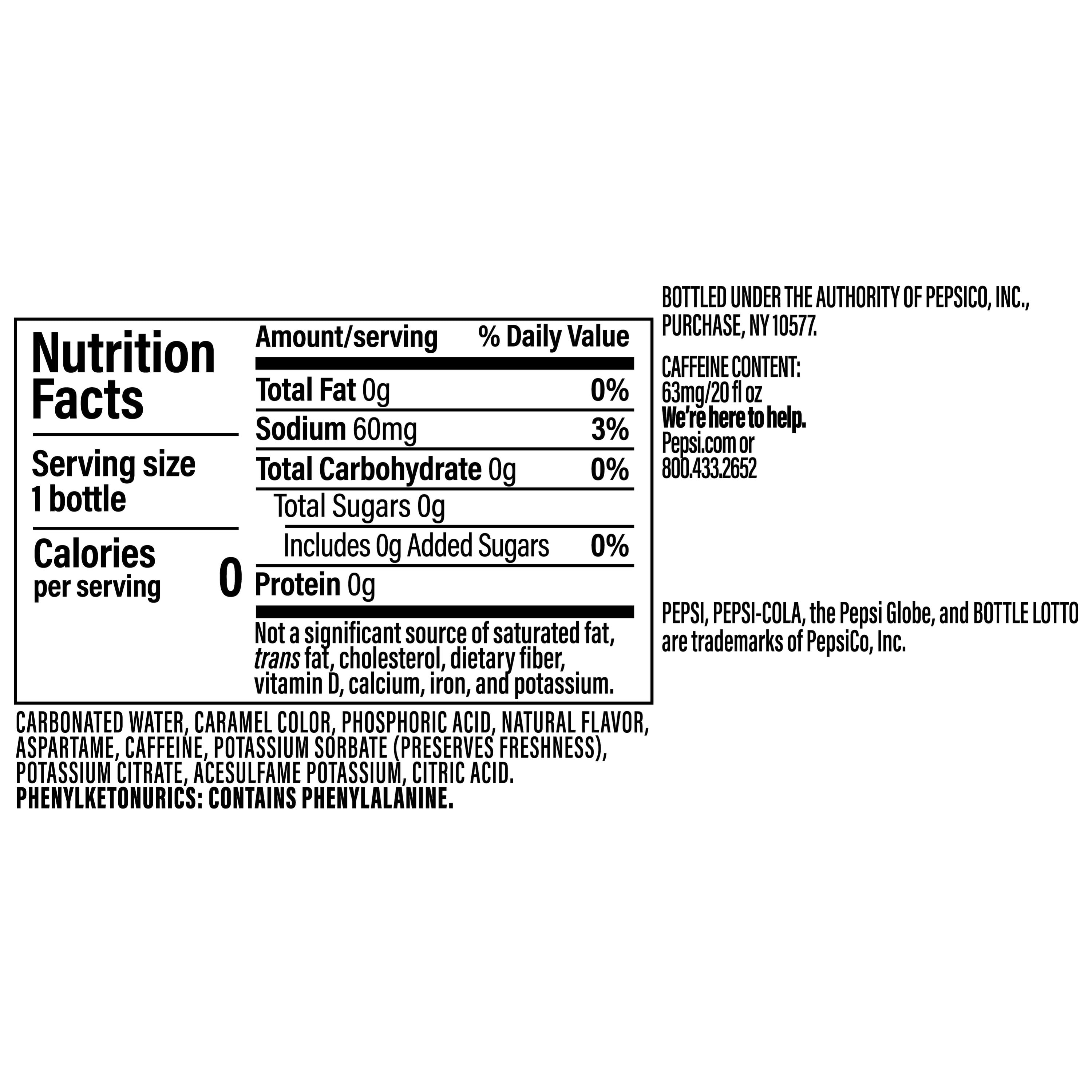 (5 pack) Pepsi Zero Sugar Wild Cherry Cola Soda Pop, 20 Fl Oz, Bottle
