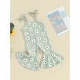 thumbnail image 3 of FEORJGP Kids Girl Summer Rompers 6M 1T 2T 3T 4T Toddler Baby Sleeveless Overalls Daisy Print Jumpsuit Wide-Leg Suspender Pants Bell Bottoms Infant Cute Casual Daily Clothes, 3 of 9