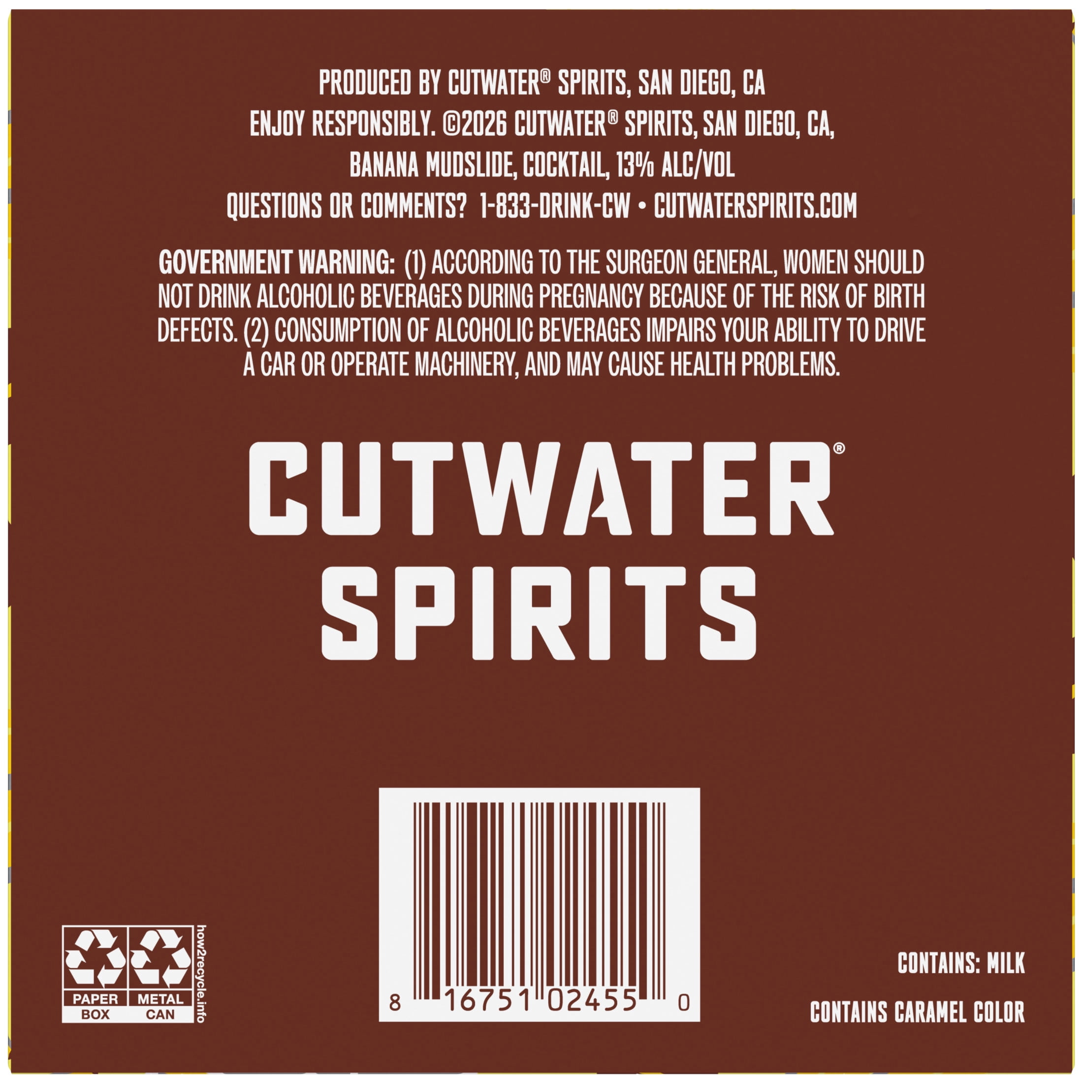 Cutwater Banana Mudslide, 4 Pack 12 fl oz Cans, 13% ABV