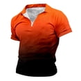 thumbnail image 4 of HBFAGFB T-Shirts for Men Summer Lapel Quarter Zip Pullover Men Gradient Print Retro Tops Orange Size M, 4 of 4