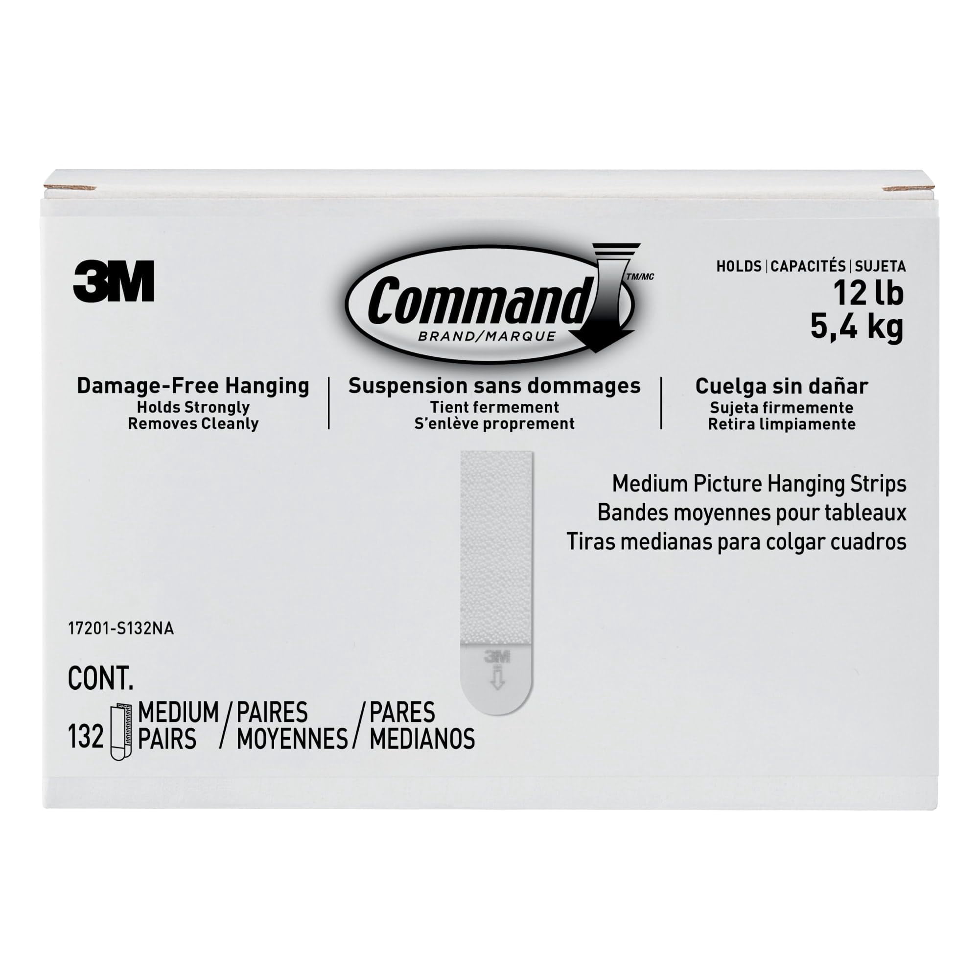 Command Medium Picture Hanging Strips, 132 Pairs (264 Command Strips), Damage Free, Use to Hang Dorm Decorations