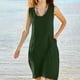 thumbnail image 2 of Largo Vestido de Verano Fluido para las Mujeres Color Sólido Estilo de Lino Rodilla-Longitud Vestido de Sol Casual, Poliéster Suave con Bolsillos, 2 of 6