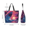 thumbnail image 4 of Wukai Hawaiian Island Beach Shark Print Reusable Grocery Bag Shopping Bags Shopping Handle Bag Suitable for Outdoor Convenient Daily Bag, 4 of 6