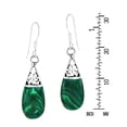 thumbnail image 4 of Filigree Swirl Teardrop Green Malachite Inlay .925 Silver Dangle Earrings, 4 of 5
