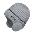 thumbnail image 1 of Women Men Winter Beanie Hat Solid Color Unisex Knit Wool Hat Thickened Ribbed Fleece Lined Hat with Earflaps, 1 of 10