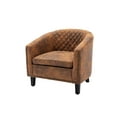 thumbnail image 6 of Accent Barrel Chair Linen Living Room Chair with nailheads and Solid Wood Legs Microfiber Fabric for Bedroom, Light Coffee, 6 of 7