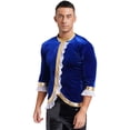 thumbnail image 4 of Trajes de Cosplay de circo brillante metálico para hombre, camisa Punk de manga larga con volantes, disfraces superiores, disfraz renacentista de Halloween, 4 of 5