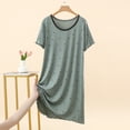 thumbnail image 2 of Women's Star Print Lace Trim Crew Neck Midi Nightgown, Soft Modal Short Sleeve Loose Casual Home Loungewear Sleep Dress Green XL(XL), 2 of 5