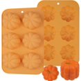 thumbnail image 1 of Pumpkin Cake Mold Silicone 3D Pumpkin Cupcake Pan for Baking Dessert Mousse Mold Tray for Halloween Thanksgiving (2 PCS), 1 of 4