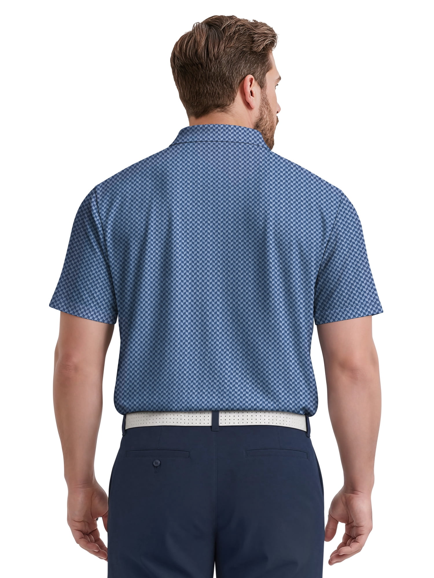 Ben Hogan Performance Men's & Big Men's Herringbone Print Short Sleeve Golf Polo Shirt, Sizes S-4XLT