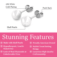 thumbnail image 2 of Cate & Chloe Vivienne 18k White Gold Plated White Round Shell Pearl Stud Earrings Gift for Women, 2 of 7