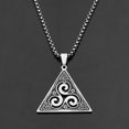 thumbnail image 2 of Retro Triple Leg Celtic Knot Necklace Stainless Steel Trinity Triangle Pendant, 2 of 2