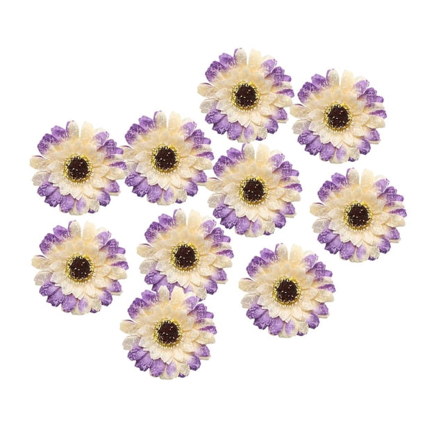 Cabeza de flores artificiales 10 piezas Cabeza de margarita falsa de real para boda DIY Púrpura Sunnimix Cabeza de flor artificial de la margarita