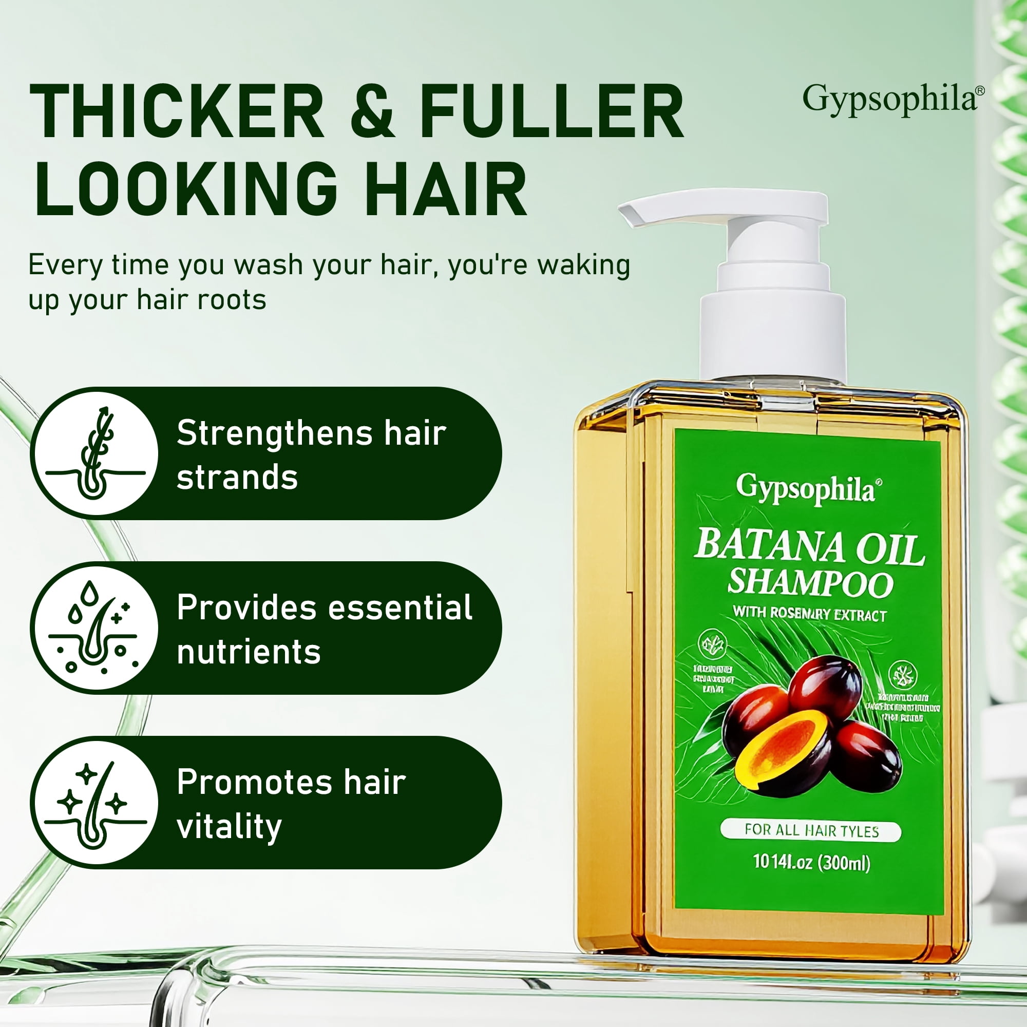 Gypsophila Batana Oil Shampoo 2 PACK , Rosemary Shampoo for Women,Nourishing & Rejuvenating for Softness & Volume, Suitable for Unisex (20.28.14 fl oz, 600ml)