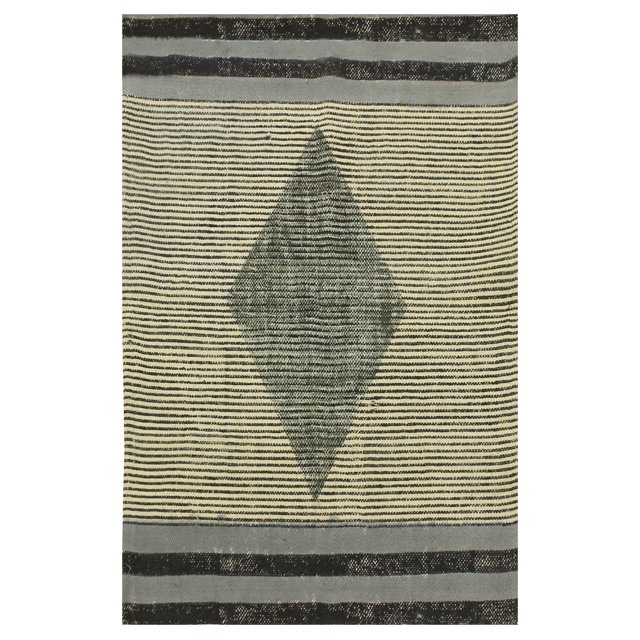 Casavani Hand Block Printed Cotton Rug Hallway, Stair And Kitchen Runner Rug, Gray 4x15 Feet