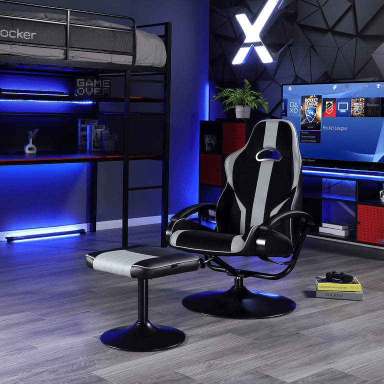 X Rocker Milano Pedestal Gaming Chair with Footrest Black Gray Walmart