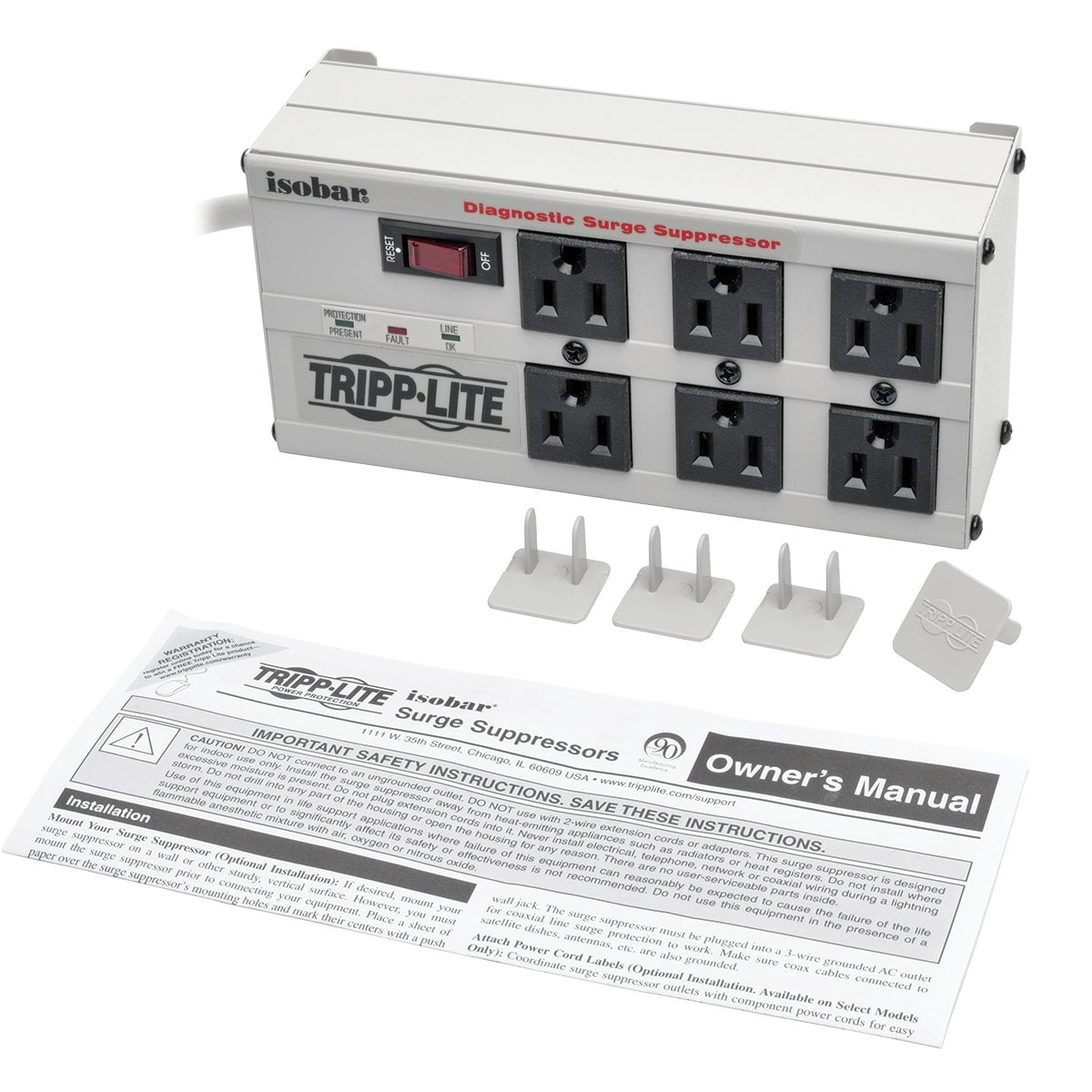 Tripp Lite ISOBAR6 6 ft. Cord 6 Outlets 3330 Joules Isobar Surge Suppressor