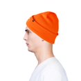 thumbnail image 5 of Dalix Embroidered Smile Face Beanie in Neon Orange, 5 of 5