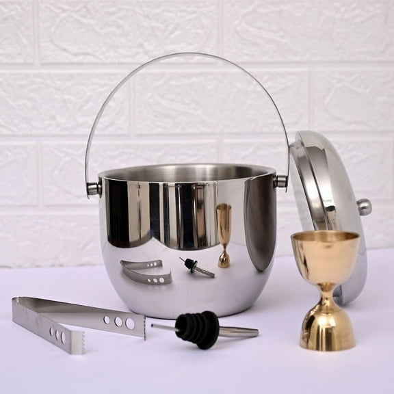 ABHAS Stainless Steel Apple Ice Bucket Set – Bar & Party Accessories