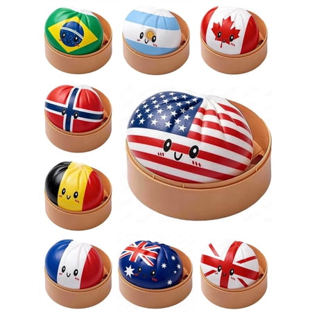 RICHMJ Dumpling Squishies Toys 2026 WC Country Stress Balls Fidget Sensory Toys Stress Relief Sensory Ball for Adult & Teen Football Merchandise for Football Lover(M)