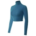 thumbnail image 3 of MixMatchy Women's Long Sleeve Turtle Neck Rib Knit Crop Top, 3 of 7