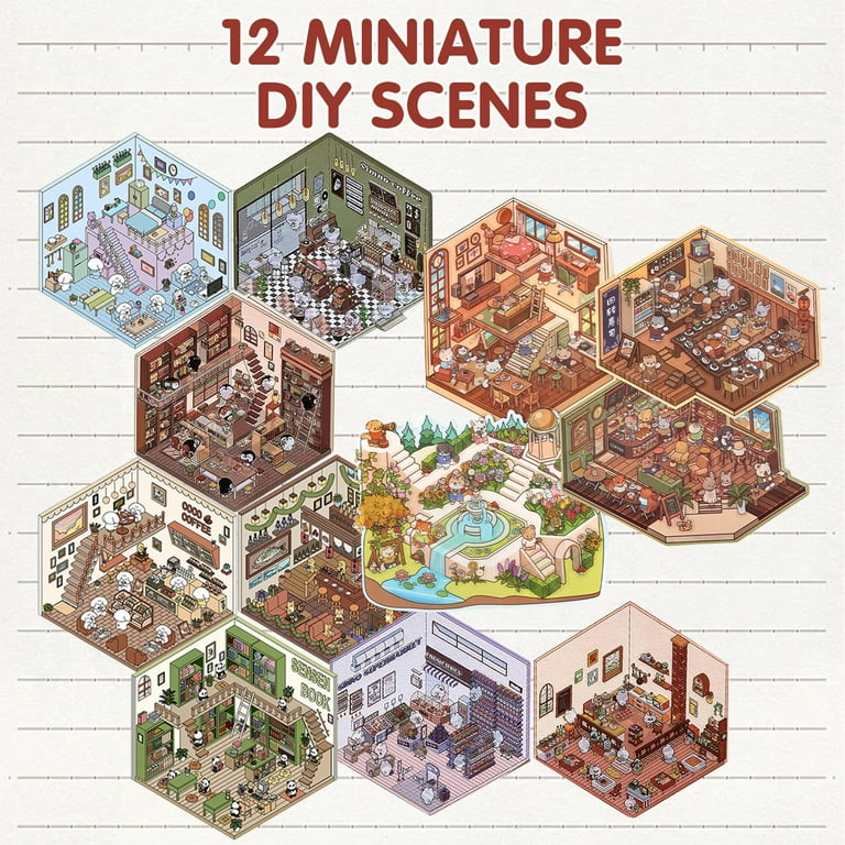 10 Sets 3D House Stickers, 15 x 10 cm Fun DIY Miniatuur House Stickers