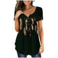 thumbnail image 2 of Pntutb Womens Plus Size Shirt Tees Short Sleeve V-Neck T Shirt Print T-Shirt Tops Gift Black L, 2 of 6