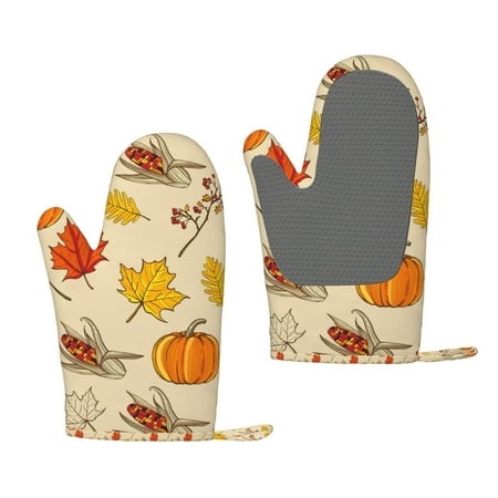 

Zeuib Rustic Harvest Time Print Oven Mitts Oven Gloves with Non-Slip Silicone Heat and Slip Resistant Cooking Mitt Set for Cooking and Baking (2 Count)