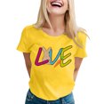 thumbnail image 1 of TSADFHJI Hauts pour Femmes Automne Décontracté Simple Couleur Unie Col Rond T-Shirt Manches Courtes Impression Drôle T-Shirt Manches Courtes L Jaune, 1 of 5