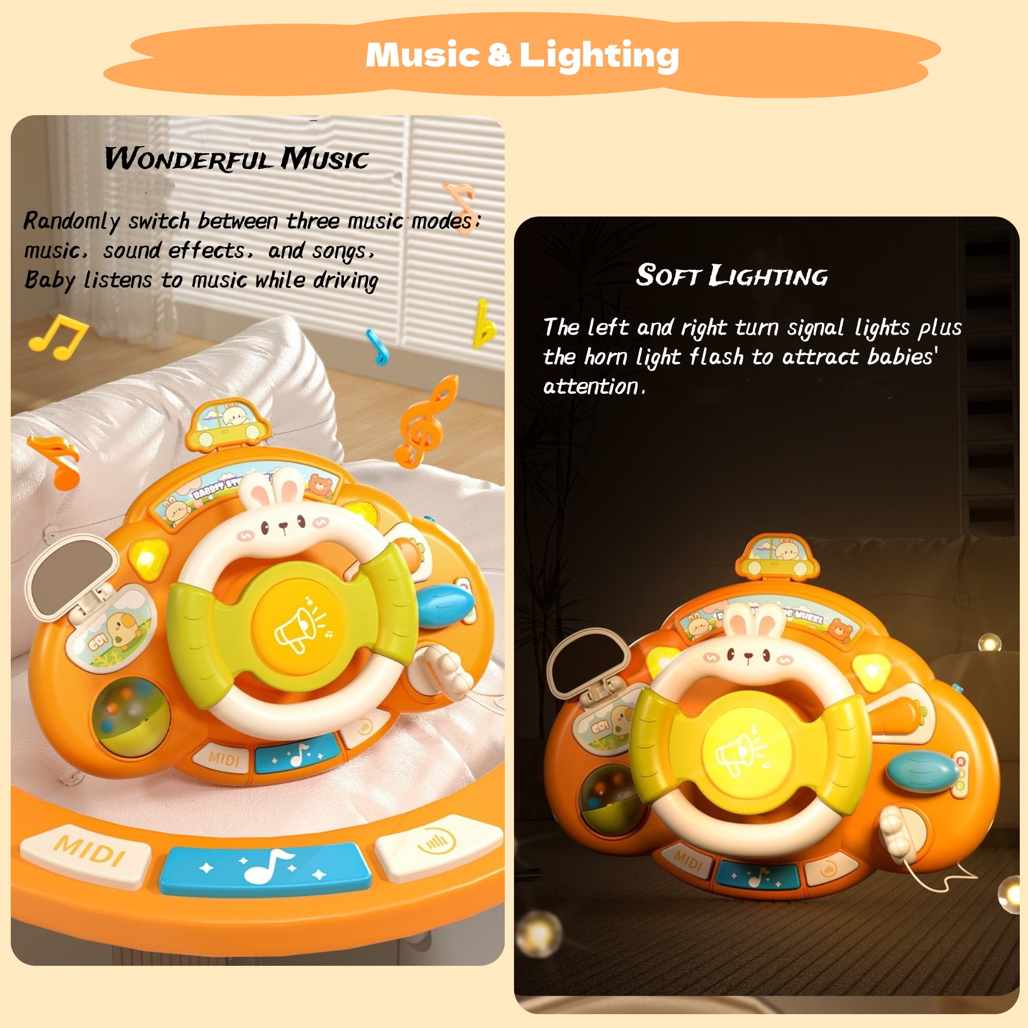 Baby Toys, Baby Activity Station - Turn and Learn Driver with Music & Lights – Sensory Activity Center – Developmental Toys for Babies, Infants – Baby Musical Toys for 6+ Months Boys Girls