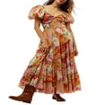 thumbnail image 1 of PENGXIANG Robe à Manches Courtes Imprimé Fleurs avec Décolleté Sweetheart pour Femme, 1 of 5