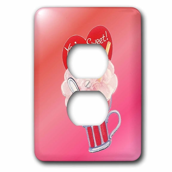 3dRose, Valentine Fifties Cherry Soda, 2 plug outlet cover