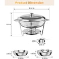 thumbnail image 2 of Tzou Stainless Steel Chafing Dish Buffet Set 6 Pack - 5QT Round Food Warmers w/Lid, Frame, Fuel Holder for Catering, Weddings, Parties, 2 of 8