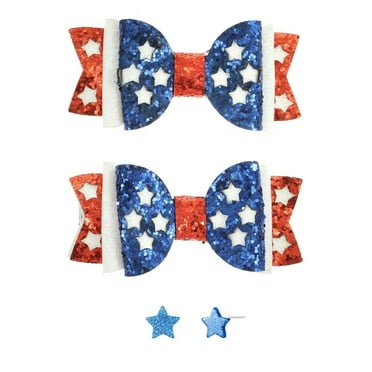 Way to Celebrate Americana Hair Bows with Stud Earrings