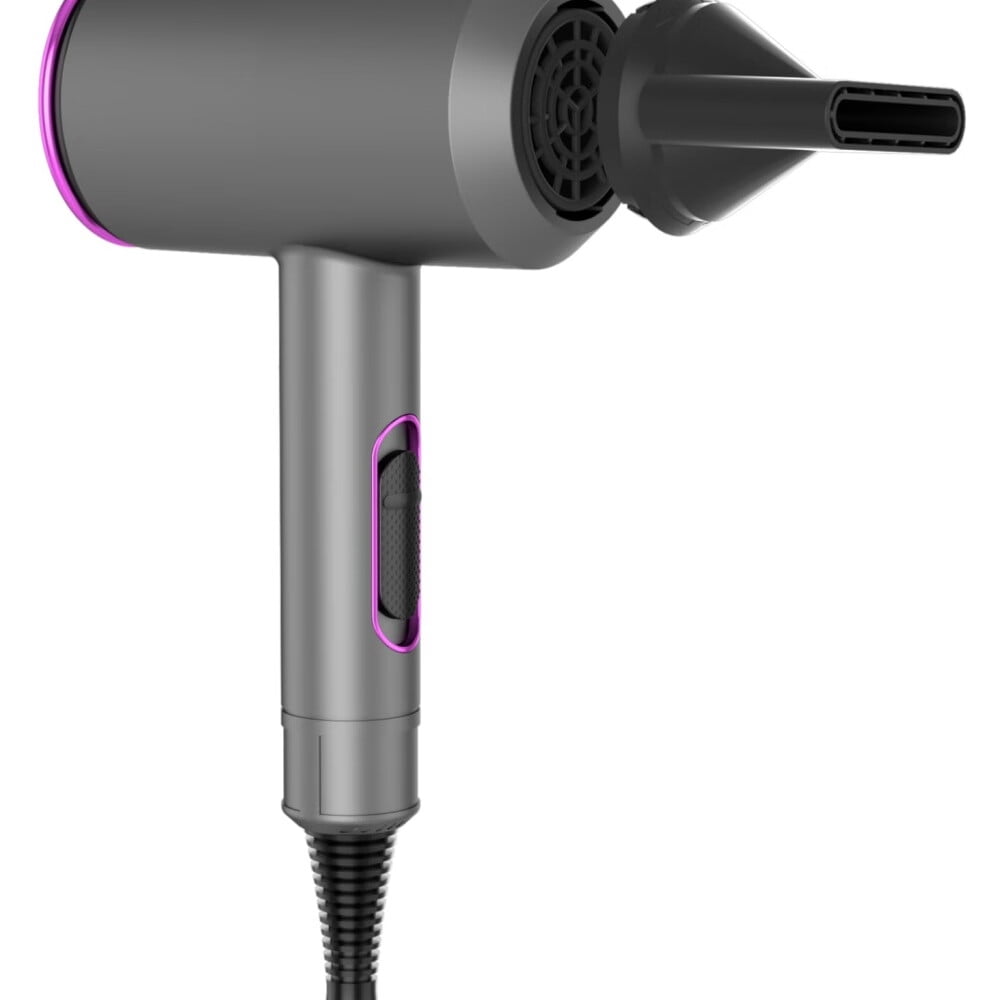 Hair Dryer, 1800 Watts Professional Ionic Hair Dryer with Diffuser and Nozzles, Powerful Blow Dryer for Fast Drying,Compact & Lightweight Travel Portable Hair Dryer for Women (Gray)