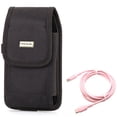 thumbnail image 1 of USB-C to Type-C Pink 10ft Long Cable w Rugged Case Belt Clip for Samsung Galaxy A73 5G,A53 5G,A33 5G,A13 5G,A03s Phones - PD Fast Charger Cord Power Wire, Holster Canvas Cover Pouch, 1 of 11
