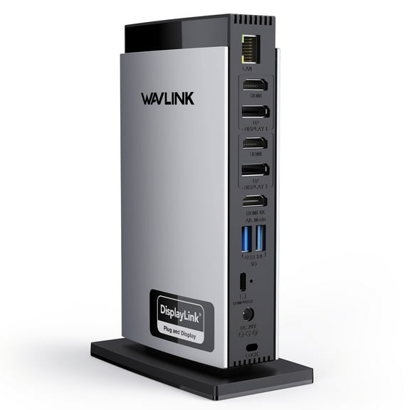 WAVLINK Universal DisplayLink Docking Station, 4K Dual 2K USB C USB 3.0 Laptop Dock for M1 M2 M3 Mac and Windows, 15 In 1 with 3 HDMI, 2 DP, RJ45, Audio/Mic, SD/TF, 5 USB Ports, 130W AC Power Supply