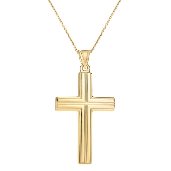 Men's Gold Cross Pendant in 14K Yellow Gold, Medium - No Chain