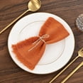 thumbnail image 3 of Orange Cotton Linen Napkins - 36 Pack, 16 x 16 Inch, Handmade With Fringe, 3 of 7