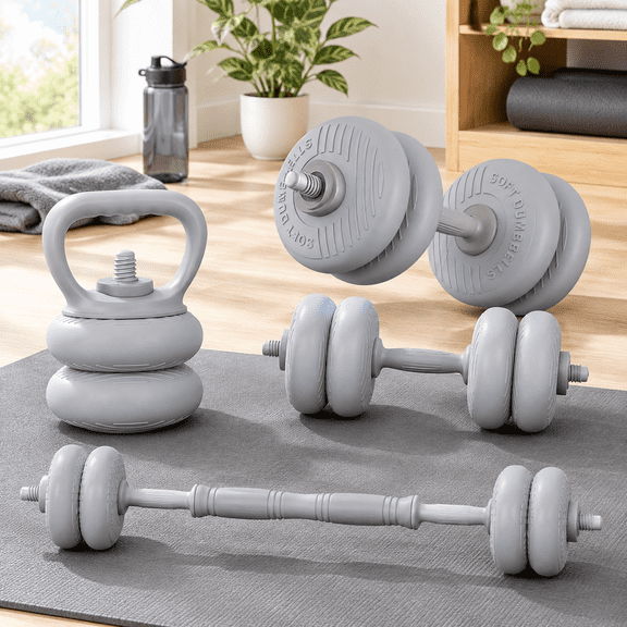 Grey-35 LB 4-in-1 Adjustable Dumbbell Set for Full-Body Strength