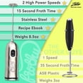 thumbnail image 5 of Café Casa Frothy Hand Mixer and Milk Frother, Battery-Operated Foamer, Stainless Steel Drink Mixer for Expert Lattes Milkshakes Matcha Cappuccinos Dalgona Coffee, 2-Speed Handheld Electric Mixer, 5 of 6