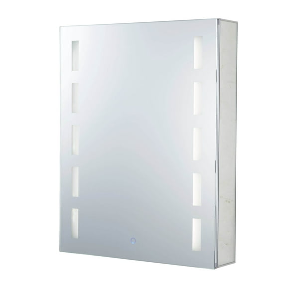Bathroom Medicine Cabinet, Aluminum, Recessed/Surface Mount, 24" x 30", Left Hand Hinged, Mirrored w/LED