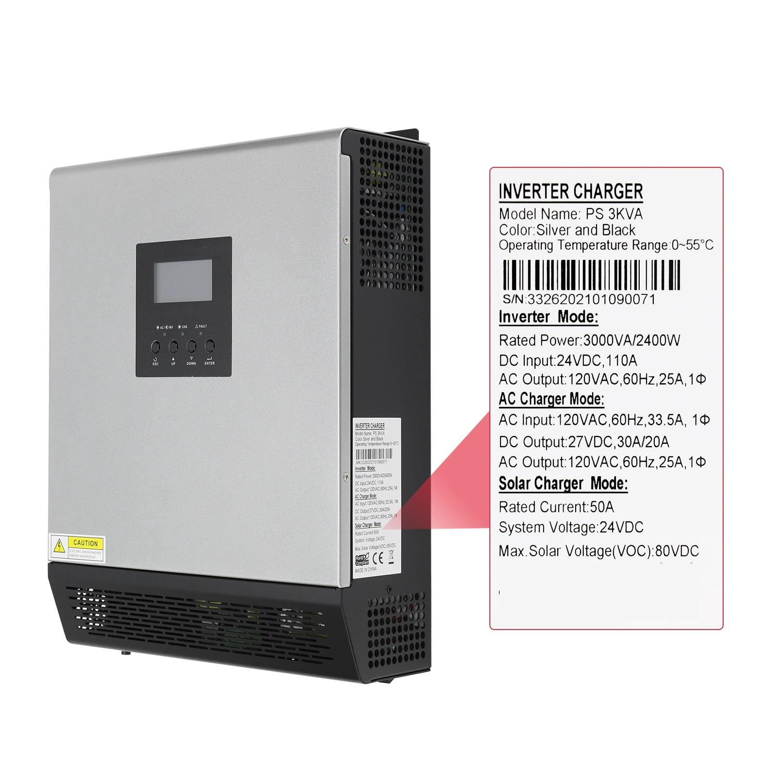 Hybrid Solar Inverter 24V Pure Sine Wave Inverter 2400W Solar Panel nerator Portable ,Car Essential