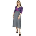 thumbnail image 5 of Bimba Women Casual Midi Shift Dress Chic Style Gray Rayon Day Dresses 3/4 Sleeve, 5 of 7