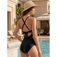 thumbnail image 3 of MOYIKO One Piece Swimsuits for Women Tummy Control High Waisted Bathing Suit Sexy V Neck Wrap Tie Back 1 Piece Swimsuit, 3 of 7