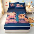 thumbnail image 2 of Manfei Kawaii Axolotl Capybara Zipper Queen Comforter Set with Fitted Sheet and 2 Pillowcases, Galaxy Animal Zipper Bedding Set, Royal Blue, Blue Reversible, 4pcs, 2 of 7
