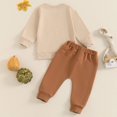 thumbnail image 3 of Mercatoo Baby Halloween Outfit Alphabet Pumpkin Print Sweatshirt Pant Set Toddler Fall Winter Clothes for 6 Months to 3 Year, 3 of 3