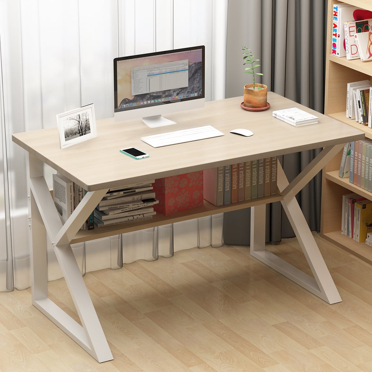 39.4” Children Desk Kids Study Desk Home Computer Table With Shelf Office table