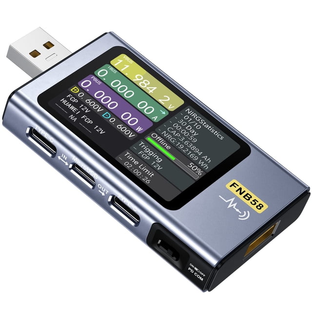 Multímetro USB Tester FNIRSI FNB58 de voltaje, corriente y potencia
